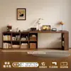 Escritorio de Madera Maciza Mesa de Estudio para Estudiantes en Casa Estantería Integrada Mesa Larga para Sala de Estar Banco de Trabajo Escritorio de Computadora Retráctil