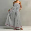2026 Moda casual de verano nueva para mujer, a rayas, sin mangas, vestido largo