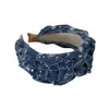 Grampo de Cabelo/Tiara Retro Coreana Preguiçosa com Lantejoulas Jeans Azul para Mulheres 2025 High-End Simples Tiara de Cabelo Alta Acessório de Cabeça
