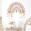 Flores Bonitas de Dibujos Animados Arcoíris Pegatinas de Pared Autoadhesivas Estilo Niña Linda Pegatinas Decorativas para Pared de Fondo de Habitación BR0839H