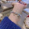 Pulsera Lunar Gris Ojo de Gato Imitación para Mujer, Colgante de Campana Simple, Regalo de Cumpleaños para Mejor Amiga, Estilo Ins de Vidrio