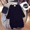 Camiseta de Manga Corta Suelta de Color Sólido Estilo Femenino Verano Longitud Media para Mujer Nuevo Estilo de Verano Versátil Informal Pullover Camiseta