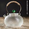 Tetera de Vidrio Martillado Resistente al Calor, Apta para Estufas Eléctricas de Cerámica, con Asa de Cobre Trenzada con Cuerda de Cáñamo, Juego de Té