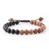 Pulseira de Contas de Madeira Nova de 8mm Masculina Pedra Vulcânica Pinheiro Branco Pinheiro Vermelho Ágata Preta Pulseira de Contas de Pedra Feminina Pulseira Europeia e Americana