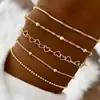 Conjunto de pulseras circulares geométricas de punto de onda más vendido transfronterizo, juego de cinco piezas para mujer, moderno, versátil, lujo ligero, joyería elegante