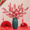 Bayas Rojas y Frutos de Acebo de Espuma Artificial, Ventas Anuales de Flores Artificiales, Adornos de Decoración para el Hogar y Bodas, Estilo de Gama Alta, Cubo de la Fortuna al por Mayor