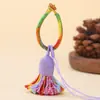 Hebilla de Anillo de Color Degradado Borla Gruesa Corta Estilo Tíbet Colgante Llavero Colgante Encanto para Mochila Cadena de Teléfono Accesorio Venta al por Mayor