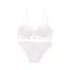 Ropa Interior Sexy de Encaje Bordado Francés de Verano Transparente Cruzada para Busto Grande Hace que Parezca Más Pequeño Anti-Flacidez Conjunto de Sujetador para Mujer