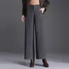 Calças largas quentes de cintura alta emagrecedoras para mulheres, moda outono 2026 estilo coreano vento simples calças casuais à prova de vento