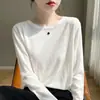 Outono e inverno de 2026 novo tricô fino de lã gola redonda manga longa feminino fino solto emagrecedor tricô base