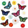 Pegatinas de tela bordadas transfronterizas con diseño de mariposas y bordado mixto, parche de margaritas para planchar con dibujos de girasoles y microsellos.