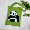Bolsa de Tricô Ins Desenho Panda Feminina Moda para Carregar na Mão Grande Capacidade Bolsa de Ombro Bolsa Transversal Bolsa