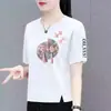 Comercio Exterior Transfronterizo Ropa para Madres, Camiseta de Manga Corta para Mujeres de Mediana Edad, Top Holgado de Media Manga para Mujeres Tallas Grandes, Camiseta Básica