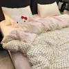 2026 Novo Estilo Fresco e Simples Poá Gaze Plissada Algodão Lavado Roupa de Cama Conjunto de Quatro Peças Conjunto de Três Peças para Dormitório
