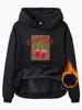 Suéter de mujer transfronterizo de otoño e invierno con bolsillo tipo canguro, capucha, manga larga, forro polar, estampado de cereza engrosado, venta al por mayor