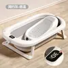 Tina de Baño para Bebé con Sensor de Temperatura Uso en Casa Plegable Antideslizante Tina de Baño para Bebé Puede Sentarse y Acostarse Tina de Baño Ampliada para Niños
