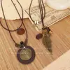 Nuevo Collar Colgante de Hoja de Bronce Trenzada Étnica Estilo Chino Retro Accesorios Largos Bohemianos para Mujer con Cuello Halter