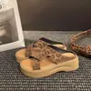 Sandalias de tiras cruzadas con plataforma gruesa para mujer, nueva moda de verano 2026, casual, versátiles, sin cordones, puntera abierta, sandalias de playa