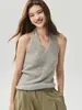 Cárdigan de punto Kangbaolai 25% seda de morera 75% cachemira para mujer, con diseño de cuello halter, corte holgado y mangas anchas, adecuado como suéter o prenda exterior