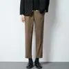 Pantalones de vestir ajustados rectos estilo coreano Ins Otoño 2025 para hombre, Pantalones casuales con efecto de caída, Pantalones de traje rectos cortos pequeños