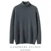 Suéter Masculino de Cashmere 100% Espesso 7 Gauge, Gola Alta, Estilo Quente, Cor Sólida, Malha de Manga Longa 2025