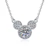 Collar de Plata de Ley S925 Oso Animal Cadena para Clavícula Joyería para Mujer Moda de Alta Gama Colgante de Moissanita Venta al por Mayor Transfronterizo