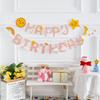 Estrellas de Dibujos Animados Sol Nubes Letras Feliz Cumpleaños Banderín Banner Decoraciones de Pared de Fondo para Fiesta de Cumpleaños Infantil