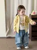 Conjunto de Primavera e Outono para Meninas Roupas Infantis Zhe Li 2026 Novas Roupas Infantis Estilosas Jaqueta para Bebê Menina Camiseta Calça