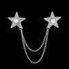 Broche vintage de joyería europea y americana para mujer, cadena de moda con borlas, alfiler de cuello con personalidad, hebilla de cuello, accesorios sencillos para ropa y camisas