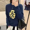 Suéter Jacquard de Alta Qualidade com Design Coreano para Mulheres 2026 Outono e Inverno Novo Quente Casual Estilo Suave Tricô