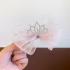 Princesa Estéreo Coroa Laço Grampo de Cabelo Rede Vestido de Aniversário Acessórios de Cabelo para Meninas Doces Clipe Superior para Bebê
