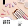 Logo Personalizado 6 Colores Macarrón Plumas de Manicura Set Especial de Plumas Madera Cristal Talla de Hilo Difuminado Pluma