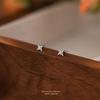 Yunxiaoshu pequeno requintado estrela brincos fêmea s999 prata esterlina estrela quadrada simples geométrica brincos de prata pura atacado