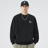 Sudadera de Cuello Redondo Shanggu Clothing para Hombre, Nueva Primavera Vintage de Manga Corta Bordada, Versátil Casual Estilo Pareja