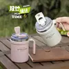 Taza de Acero Inoxidable Sitarayuri Nueva con Asa, Taza de Café Portátil para Hombres y Mujeres, Taza Creativa de Doble Uso
