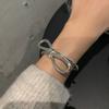 Pulseira de Corrente com Laço Tecido Vintage Desgastado Vazado para Mulheres 925 Prata Esterlina Pulseira Fashion Cool