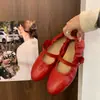 Zapatos de Ballet de Cuero Suave de Moda 2026 Otoño Nuevos Mocasines Mary Jane de Punta Redonda para Mujer