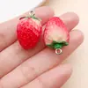20 Colgantes de Frutas de Resina Roja Cereza Fresa Manzana Pimiento Verdura Colgante Pequeño Accesorios para Joyería DIY