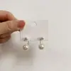 Pendientes Colgantes de Perla con Aguja de Plata 925 Perla Sintética para Mujer Dos Formas de Usar Pequeños Pendientes Sencillos de Celebridad de Internet