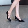 Sapatos Sociais Femininos com Fivela de Uma Tira, Novo Estilo Primavera 2026, Salto Alto Elegante Fino, Scarpins Rasos de Bico Fino