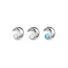 Pendientes de luna de aleación de titanio f136 con incrustaciones de circonita, tachuelas para cartílago del oído, joyería de titanio g23 con rosca interna de 0.9 mm, tachuelas para labio, pendientes