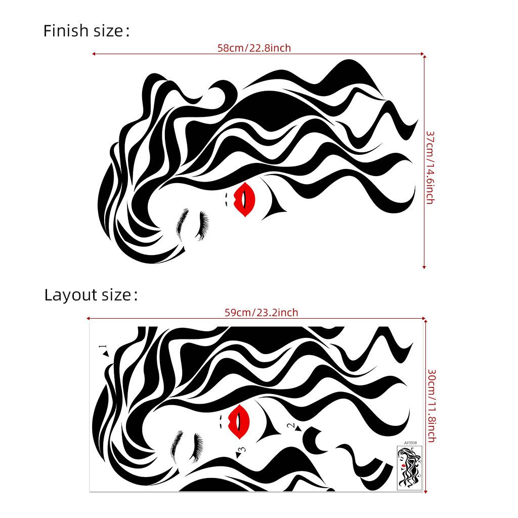 AF5510 长发红唇女人墙贴