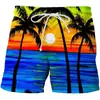 Pantalones de Playa Casuales Amazon Transfronterizos 2025 Estampado Digital 3D Palmera Pantalones Cortos de Playa de Tres Puntos para Hombre