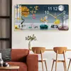 Relógio Silencioso Moderno Criativo Pintura Decorativa Relógio de Parede com Calendário Sala de Estar Sala de Jantar Pintura de Parede Sem Furar Mural de Parede Doméstico