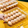 2 Cajas de Almacenamiento de Huevos para Refrigerador, Transparentes para Conservar Frescura, Estantes de Almacenamiento de Alimentos de Cocina, Cajas de Huevos Tipo Cajón con Ruedas