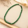 Collar de Cadena para Clavícula Versátil Retro Literario Transfronterizo Europeo y Americano Cadena Collar de Piedra Natural Jade con Cuentas Hebilla de Acero Inoxidable para Mujer