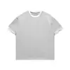 Roupas Vintage 2025 Verão Novo Retro Japonês Color-Block Punho Rebatido Falso Duas Peças Gola Redonda Solto Casual Manga Curta Masculino