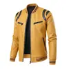 Jaqueta de Couro PU Americana Masculina Roupa Exterior Masculina Jaqueta de Couro PU Americana Nova Gola Alta Jaqueta de Motociclista Versátil Tendência