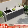 Gabinete de Lavatório para Varanda Externa, Pátio com Bancada de Pedra, Pia de Armazenamento para Jardim Externo, Gabinete com Pia Integrada
