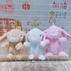 Peluche de Conejo Floral de Orejas Largas Dibujo Animado Muñeco de Conejito Lindo Colgante Pequeño Colgante de Mochila Llavero